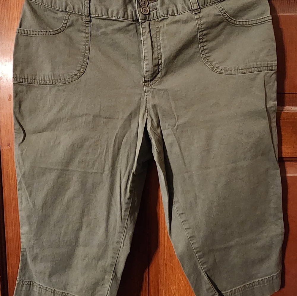 St. John's Bay Petite Stretch Capri Size 14p Color is green